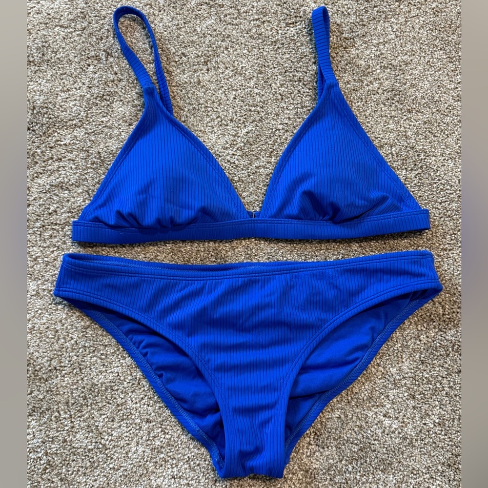 Xhilaration Blue Bikini Set Triangle Top Medium Coverage
